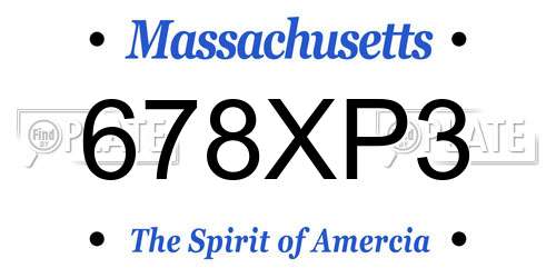 678XP3 Massachusetts License Plate