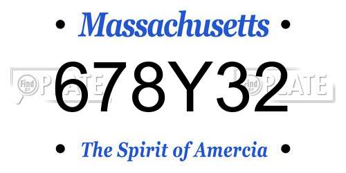 678Y32 Massachusetts License Plate