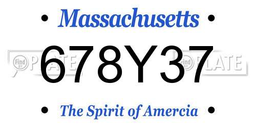 678Y37 Massachusetts License Plate