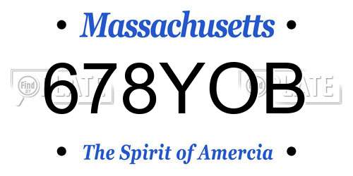 678YOB Massachusetts License Plate