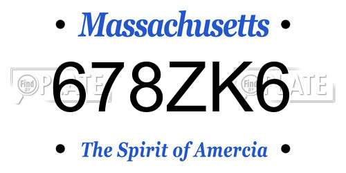 678ZK6 Massachusetts License Plate