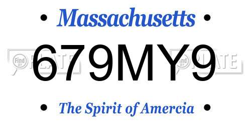 679MY9 Massachusetts License Plate