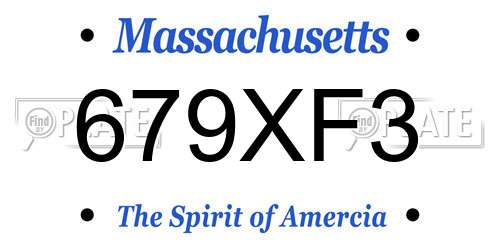 679XF3 Massachusetts License Plate