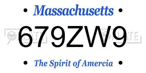 679ZW9 Massachusetts License Plate
