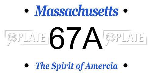 67A Massachusetts License Plate