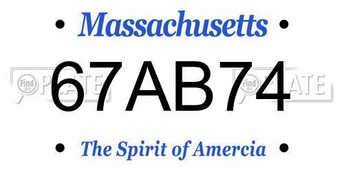 67AB74 Massachusetts License Plate