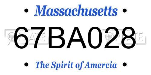 67BA028 Massachusetts License Plate