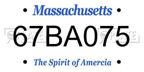 67BA075 Massachusetts License Plate