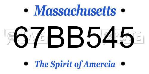 67BB545 Massachusetts License Plate
