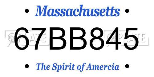 67BB845 Massachusetts License Plate