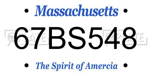 67BS548 Massachusetts License Plate