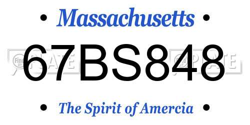 67BS848 Massachusetts License Plate