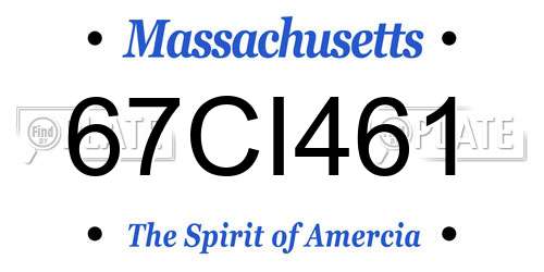 67CI461 Massachusetts License Plate