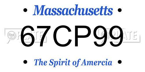 67CP99 Massachusetts License Plate