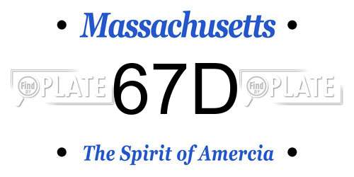 67D Massachusetts License Plate