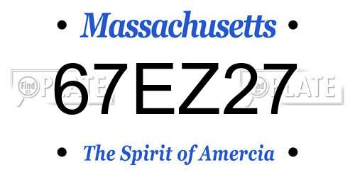 67EZ27 Massachusetts License Plate