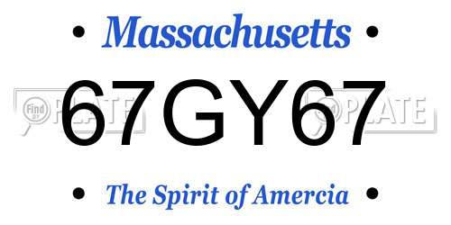 67GY67 Massachusetts License Plate