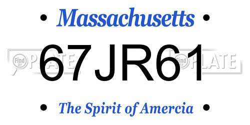 67JR61 Massachusetts License Plate