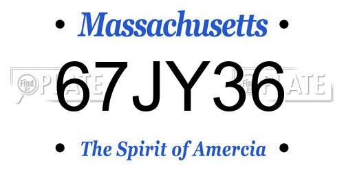 67JY36 Massachusetts License Plate