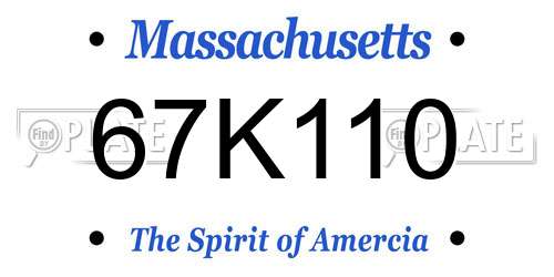 67K110 Massachusetts License Plate