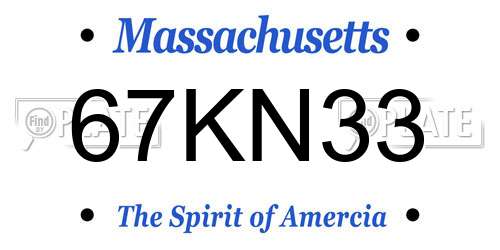 67KN33 Massachusetts License Plate
