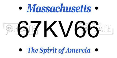 67KV66 Massachusetts License Plate