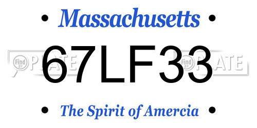 67LF33 Massachusetts License Plate