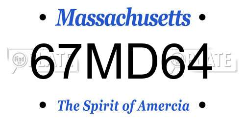 67MD64 Massachusetts License Plate
