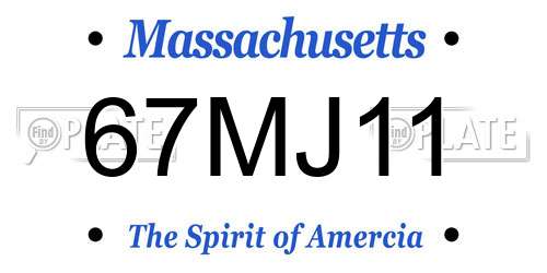 67MJ11 Massachusetts License Plate