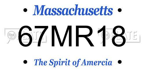 67MR18 Massachusetts License Plate