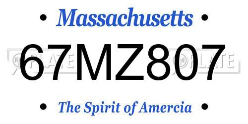 67MZ807 Massachusetts License Plate