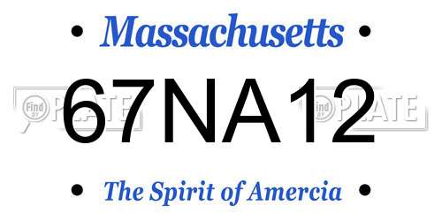 67NA12 Massachusetts License Plate