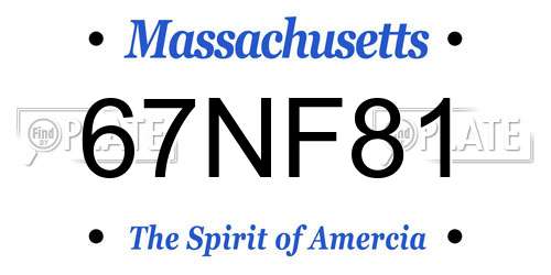 67NF81 Massachusetts License Plate