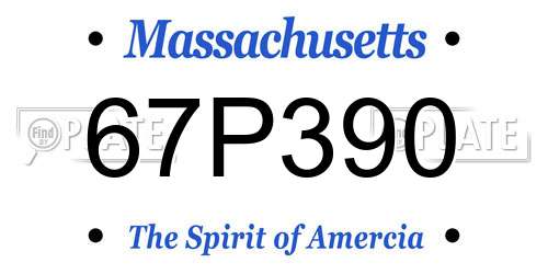 67P390 Massachusetts License Plate