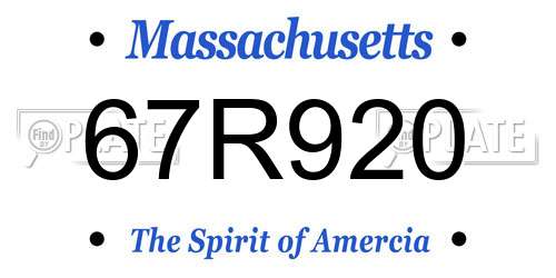 67R920 Massachusetts License Plate