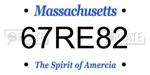 67RE82 Massachusetts License Plate