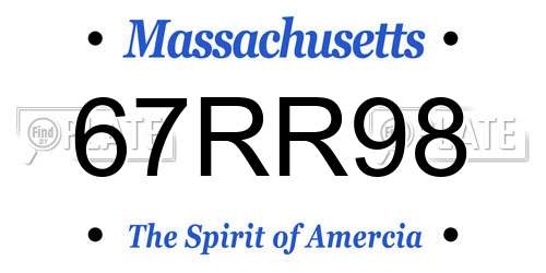 67RR98 Massachusetts License Plate