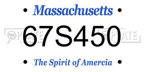 67S450 Massachusetts License Plate