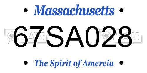 67SA028 Massachusetts License Plate