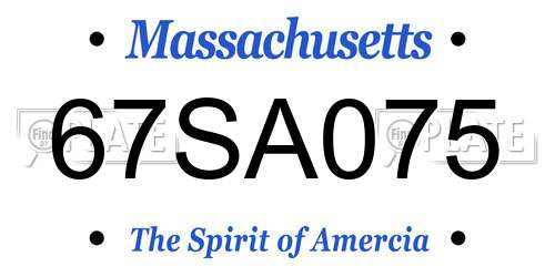 67SA075 Massachusetts License Plate