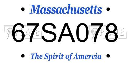 67SA078 Massachusetts License Plate