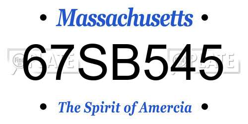 67SB545 Massachusetts License Plate
