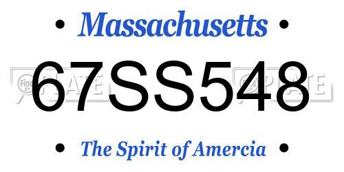 67SS548 Massachusetts License Plate