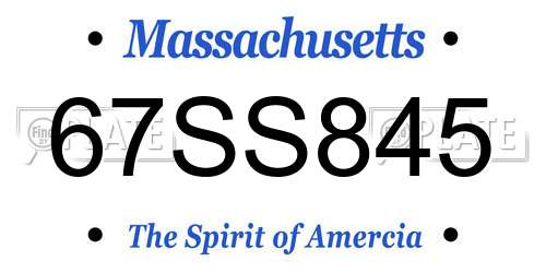 67SS845 Massachusetts License Plate