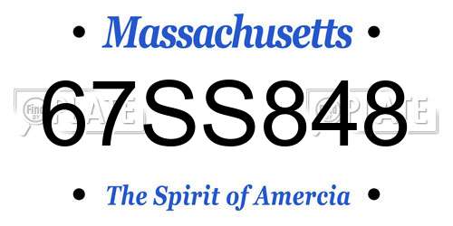 67SS848 Massachusetts License Plate