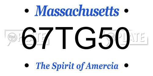 67TG50 Massachusetts License Plate