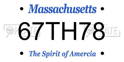67TH78 Massachusetts License Plate