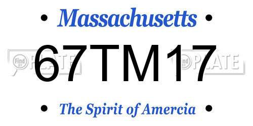 67TM17 Massachusetts License Plate