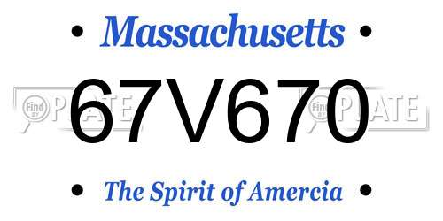 67V670 Massachusetts License Plate