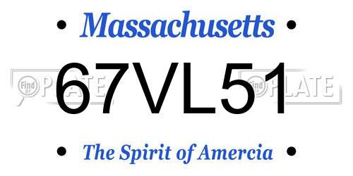 67VL51 Massachusetts License Plate